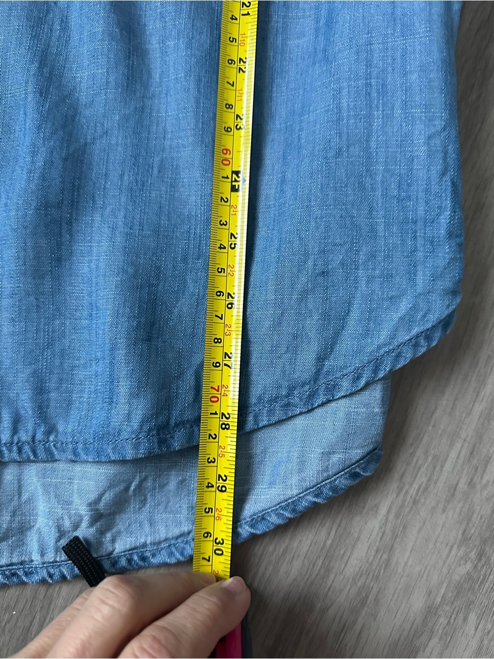 Lands’ End Chambray Lyocell Popover Top Utility Coastal Grandma - Picture 5 of 6